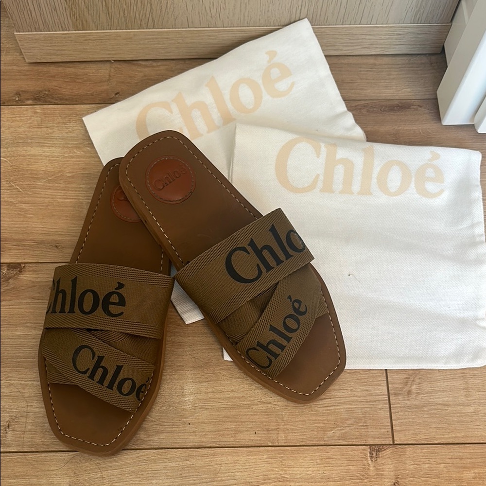 Chloé Brown Woody Slide Sandals